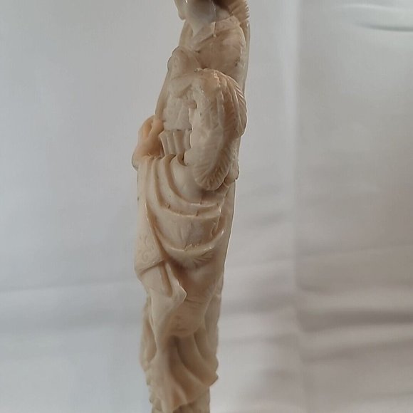 Vintage Asian Carved Soapstone Woman w/ Birds Statue Figure 14" Mexico - Picture 14 of 16